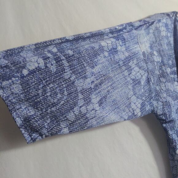 Chicos Black Label Blue Side Tie Drop Shoulder Tunic Top Womens Size 2 US Large - Picture 4 of 9